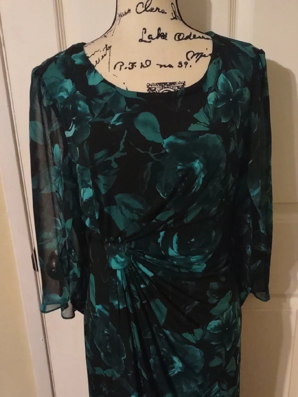 Connectel Apparel Green Floral Sheath Dress - Women's Sizes 14 P New